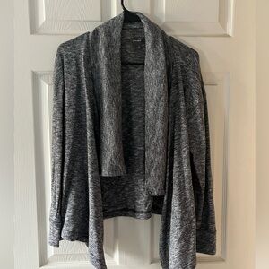 Eddie Bauer Gray Cardigan Sweater with Waterfall Collar